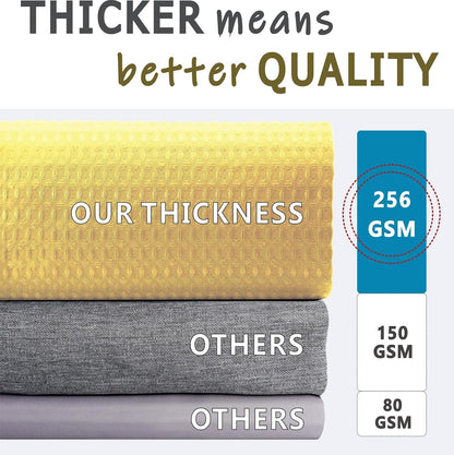 Yellow Shower Curtain for Bathroom: Water Repellent Heavy Duty, 72"Lx72"W | Waffle Weave Textured 256GSM Weighted Polyester Fabric Bath Curtain, Solid Hotel Luxury, Thick, Machine Washable, Opaque