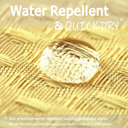 Yellow Shower Curtain for Bathroom: Water Repellent Heavy Duty, 72"Lx72"W | Waffle Weave Textured 256GSM Weighted Polyester Fabric Bath Curtain, Solid Hotel Luxury, Thick, Machine Washable, Opaque