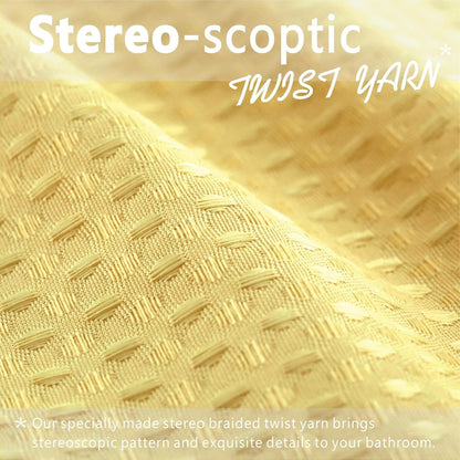 Yellow Shower Curtain for Bathroom: Water Repellent Heavy Duty, 72"Lx72"W | Waffle Weave Textured 256GSM Weighted Polyester Fabric Bath Curtain, Solid Hotel Luxury, Thick, Machine Washable, Opaque