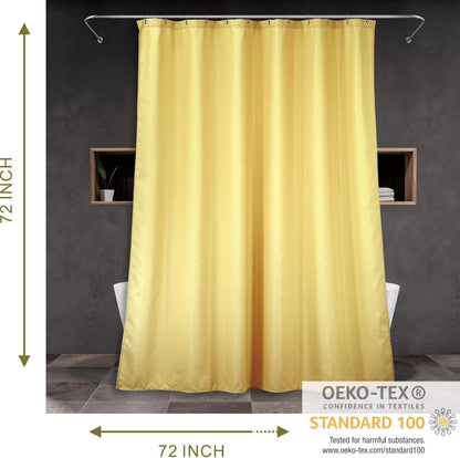 Yellow Shower Curtain for Bathroom: Water Repellent Heavy Duty, 72"Lx72"W | Waffle Weave Textured 256GSM Weighted Polyester Fabric Bath Curtain, Solid Hotel Luxury, Thick, Machine Washable, Opaque
