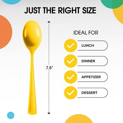 Yellow Plastic Spoons 50 Pieces Yellow Spoons Disposable Utensils Heavy Duty Plastic Cutlery Set Disposable Cutlery Sets Flatware Sets Silverware Set For Party Supplies & Party Tableware