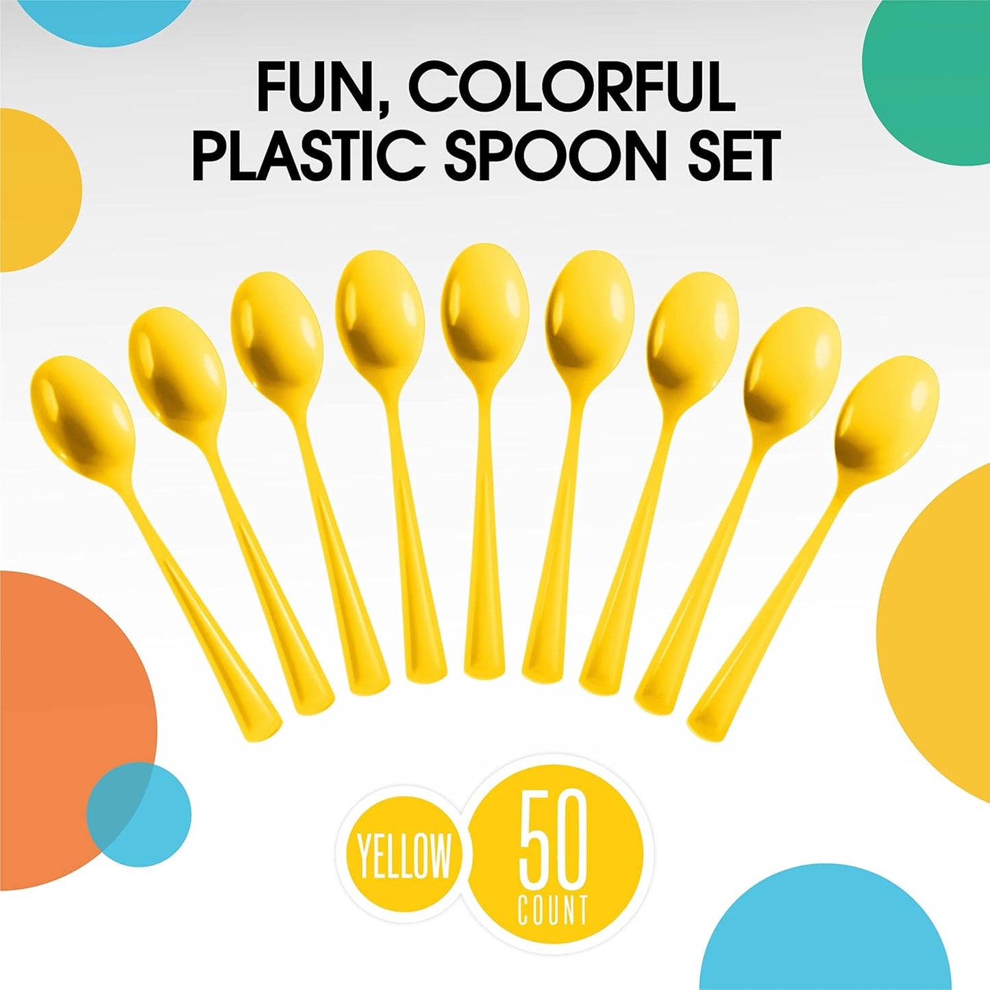 Yellow Plastic Spoons 50 Pieces Yellow Spoons Disposable Utensils Heavy Duty Plastic Cutlery Set Disposable Cutlery Sets Flatware Sets Silverware Set For Party Supplies & Party Tableware