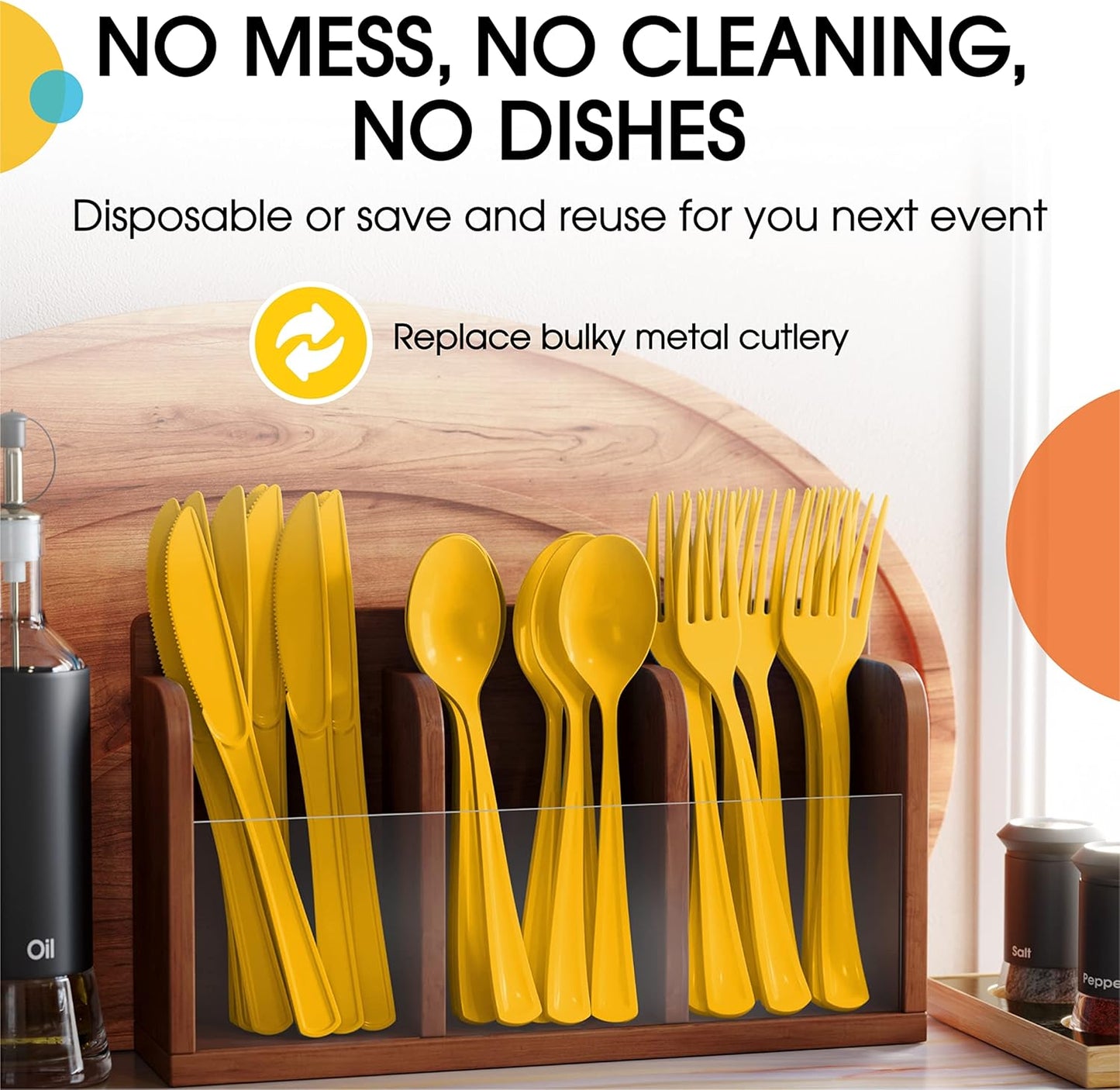 Yellow Plastic Spoons 50 Pieces Yellow Spoons Disposable Utensils Heavy Duty Plastic Cutlery Set Disposable Cutlery Sets Flatware Sets Silverware Set For Party Supplies & Party Tableware