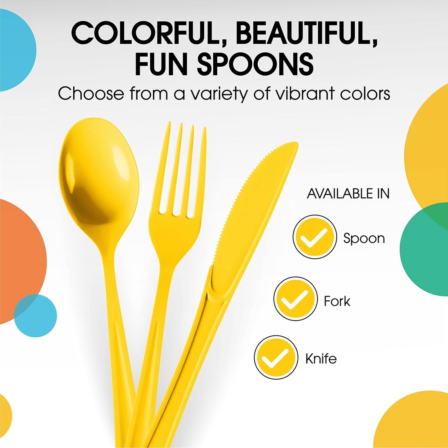 Yellow Plastic Spoons 50 Pieces Yellow Spoons Disposable Utensils Heavy Duty Plastic Cutlery Set Disposable Cutlery Sets Flatware Sets Silverware Set For Party Supplies & Party Tableware