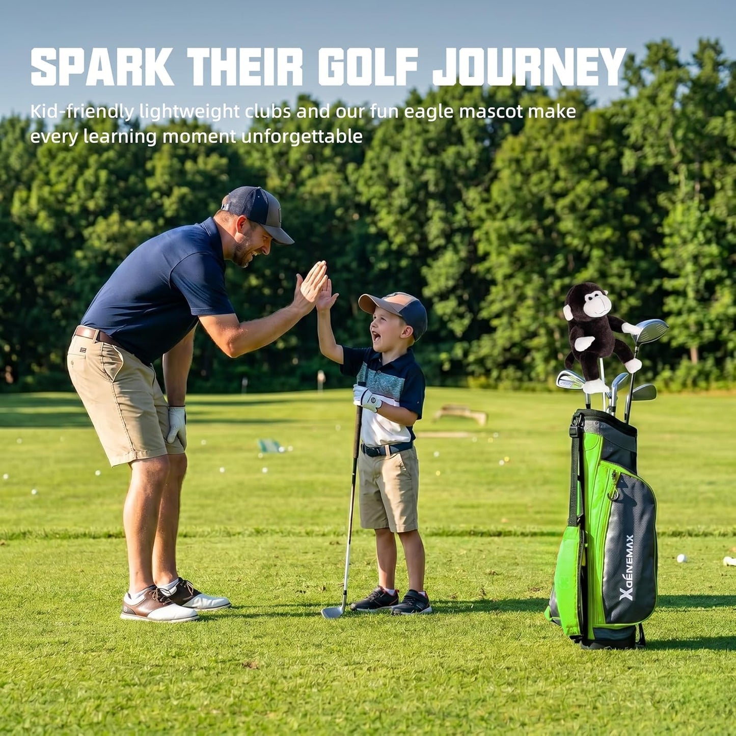 Junior Golf Clubs Set for Toddlers Kids Ages 3-8 (Height 36"-51") - Right & Left Hand - 4/6 Piece Set with Cartoon Headcovers, Practice Balls & Training Accessories