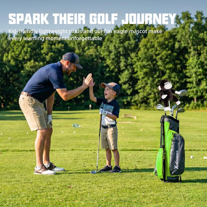 Junior Golf Clubs Set for Toddlers Kids Ages 3-8 (Height 36"-51") - Right & Left Hand - 4/6 Piece Set with Cartoon Headcovers, Practice Balls & Training Accessories