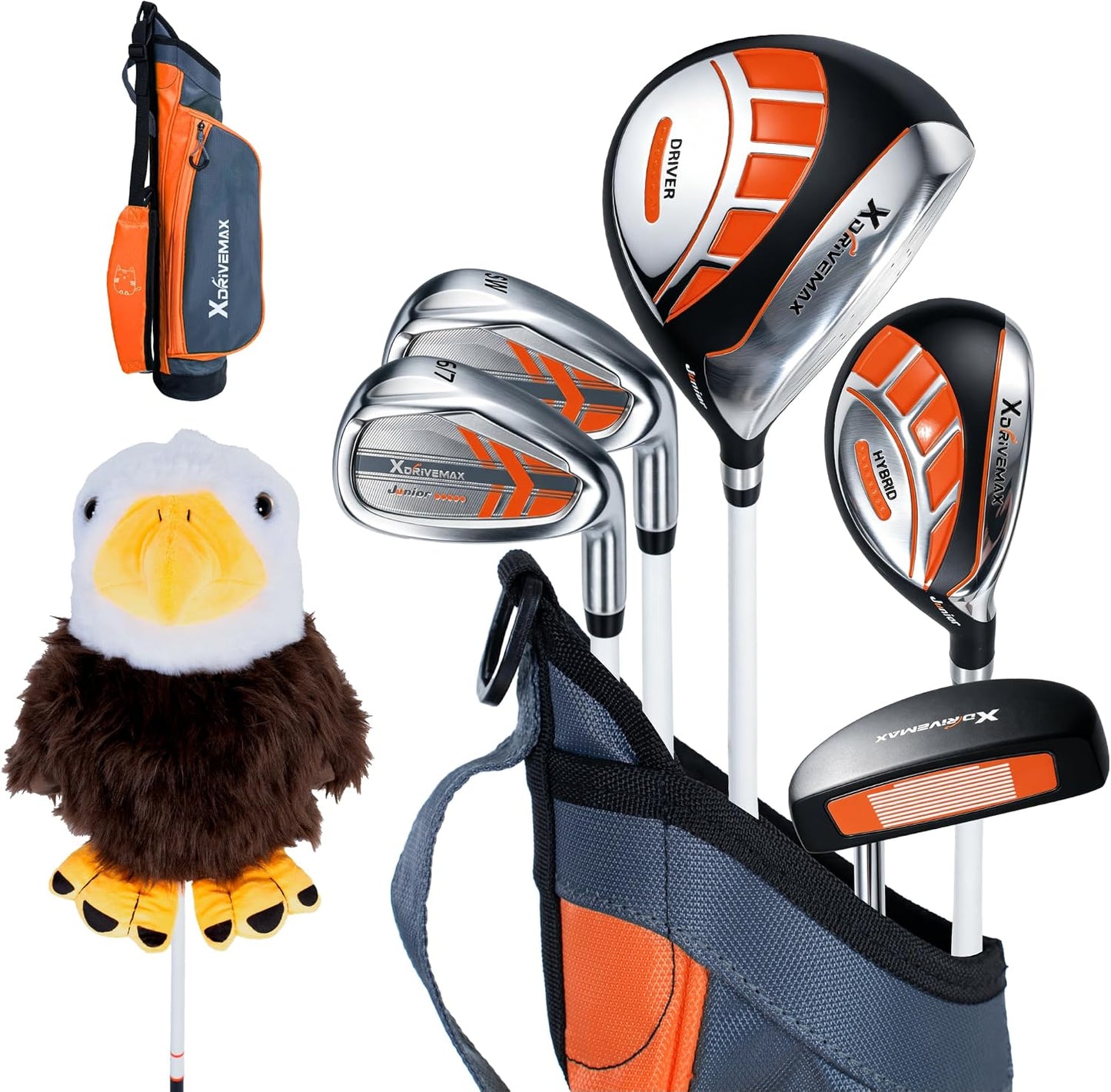 Junior Golf Clubs Set for Toddlers Kids Ages 3-8 (Height 36"-51") - Right & Left Hand - 4/6 Piece Set with Cartoon Headcovers, Practice Balls & Training Accessories