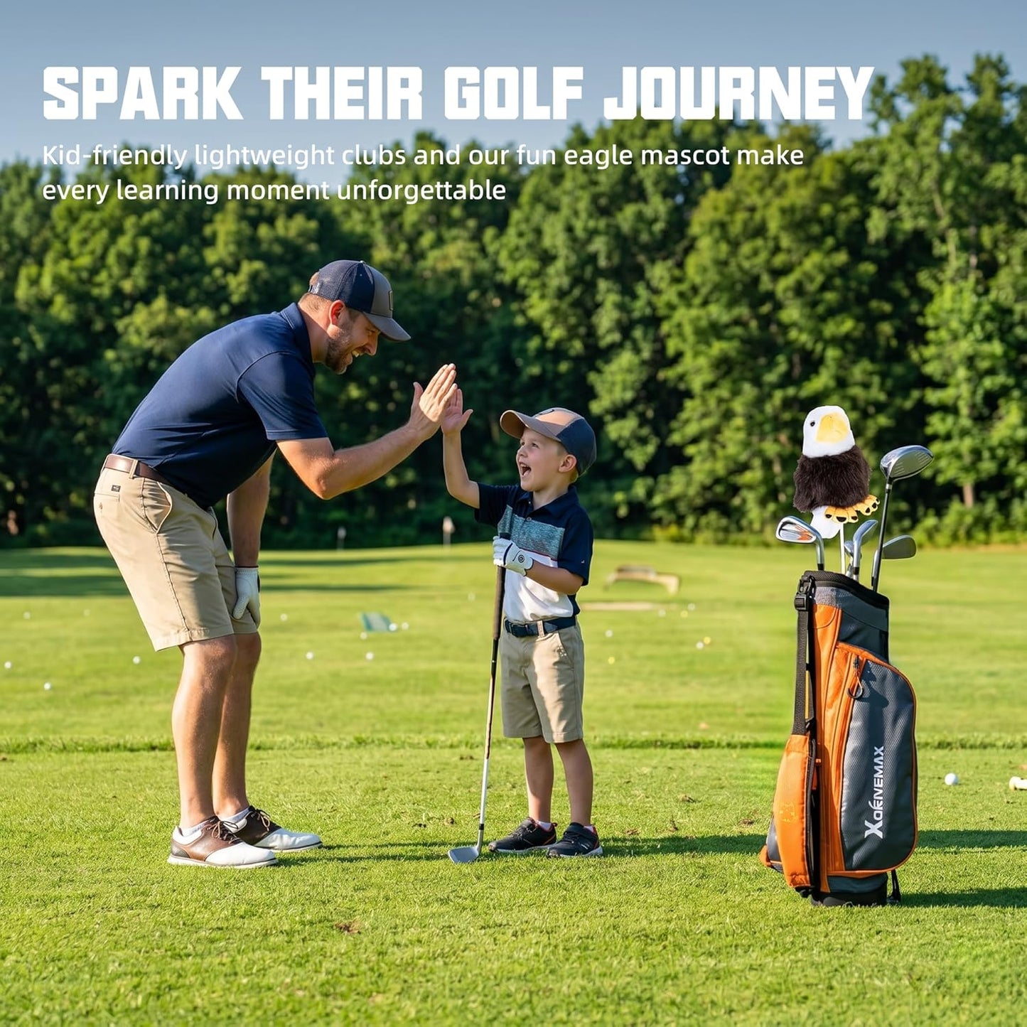 Junior Golf Clubs Set for Toddlers Kids Ages 3-8 (Height 36"-51") - Right & Left Hand - 4/6 Piece Set with Cartoon Headcovers, Practice Balls & Training Accessories