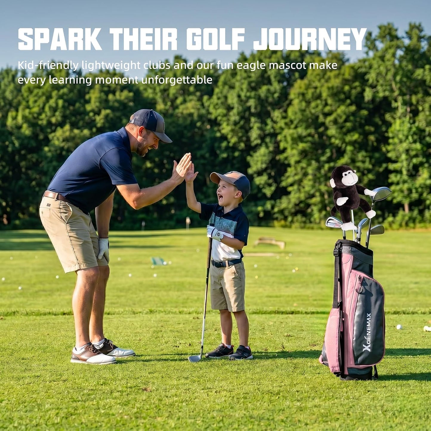 Junior Golf Clubs Set for Toddlers Kids Ages 3-8 (Height 36"-51") - Right & Left Hand - 4/6 Piece Set with Cartoon Headcovers, Practice Balls & Training Accessories