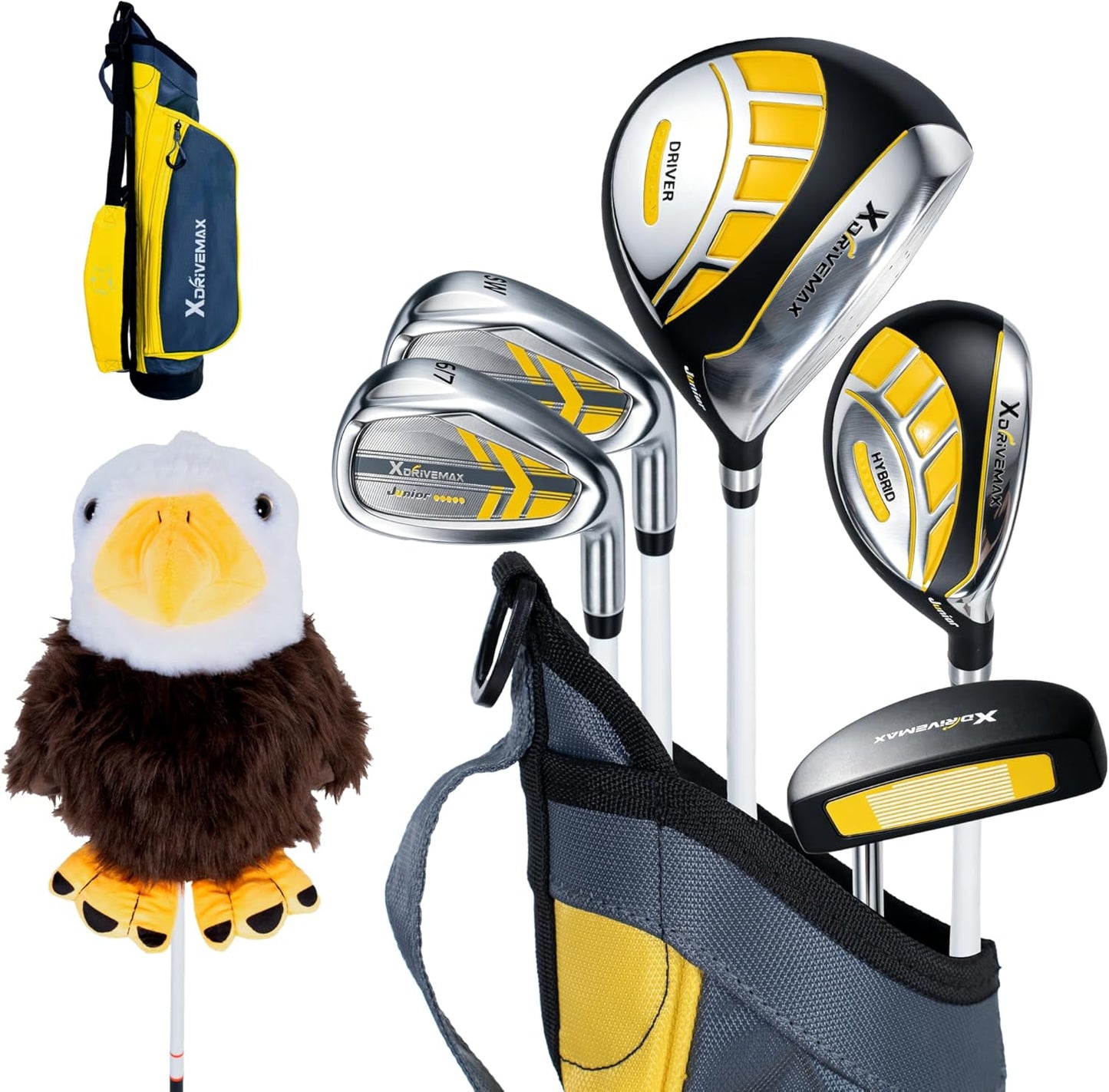 Junior Golf Clubs Set for Toddlers Kids Ages 3-8 (Height 36"-51") - Right & Left Hand - 4/6 Piece Set with Cartoon Headcovers, Practice Balls & Training Accessories