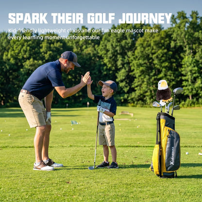 Junior Golf Clubs Set for Toddlers Kids Ages 3-8 (Height 36"-51") - Right & Left Hand - 4/6 Piece Set with Cartoon Headcovers, Practice Balls & Training Accessories