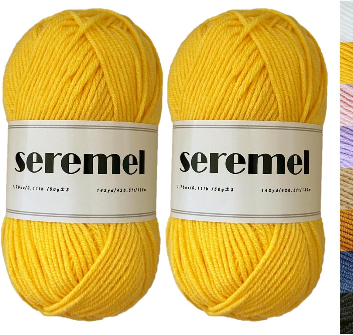 4-Ply Soft Acrylic Crochet Yarn, Yellow, 2Pcs | 100g, 280 Yards, Knitting