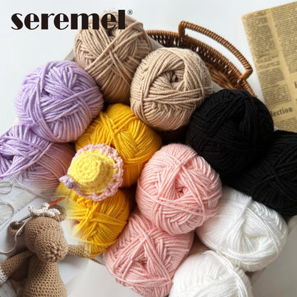 4-Ply Soft Acrylic Crochet Yarn, Yellow, 2Pcs | 100g, 280 Yards, Knitting