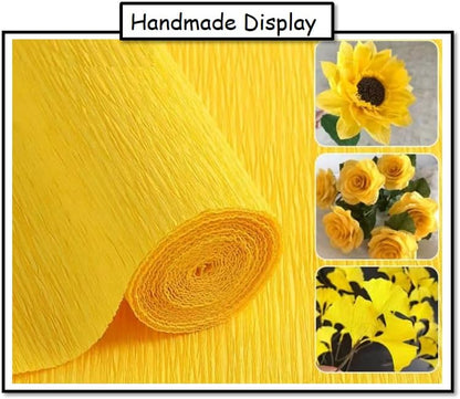 Crepe Paper Roll 8.2ft Long 17 Inch Wide for Wedding Ceremony Various Large Festivals Decoration (Lemon Yellow)