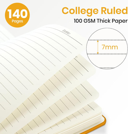 Lined Spiral Journal Notebook for Women, A5 College Ruled Journals for Writing, Hardcover Notebooks for Work, Note taking and Office School Supplies,140 Pages - Yellow