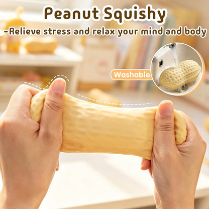 Peanut Squishy - Peanut Stress Ball Fidget Toy for Adults, Soft Squeeze Toy, Rising Sensory Stress Relief Hand Toy, Stress Relief Toy, Portable Fidget Toy, Party Favors (Yellow)