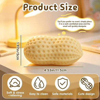 Peanut Squishy - Peanut Stress Ball Fidget Toy for Adults, Soft Squeeze Toy, Rising Sensory Stress Relief Hand Toy, Stress Relief Toy, Portable Fidget Toy, Party Favors (Yellow)