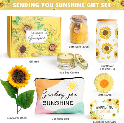 Birthday Gifts for Women Sunflower Gifts Get Well Soon, Sending Sunshine Gift Baskets, Self Care Spa Mothers Day Gift for Women Her Mom Best Friends Sister