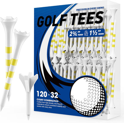 Professional Plastic Golf Tees 152 Pack Combo, High & Low Tee Set with Enhanced Durability, Engineered for Stability, Low Friction, & Reduced Side Spin