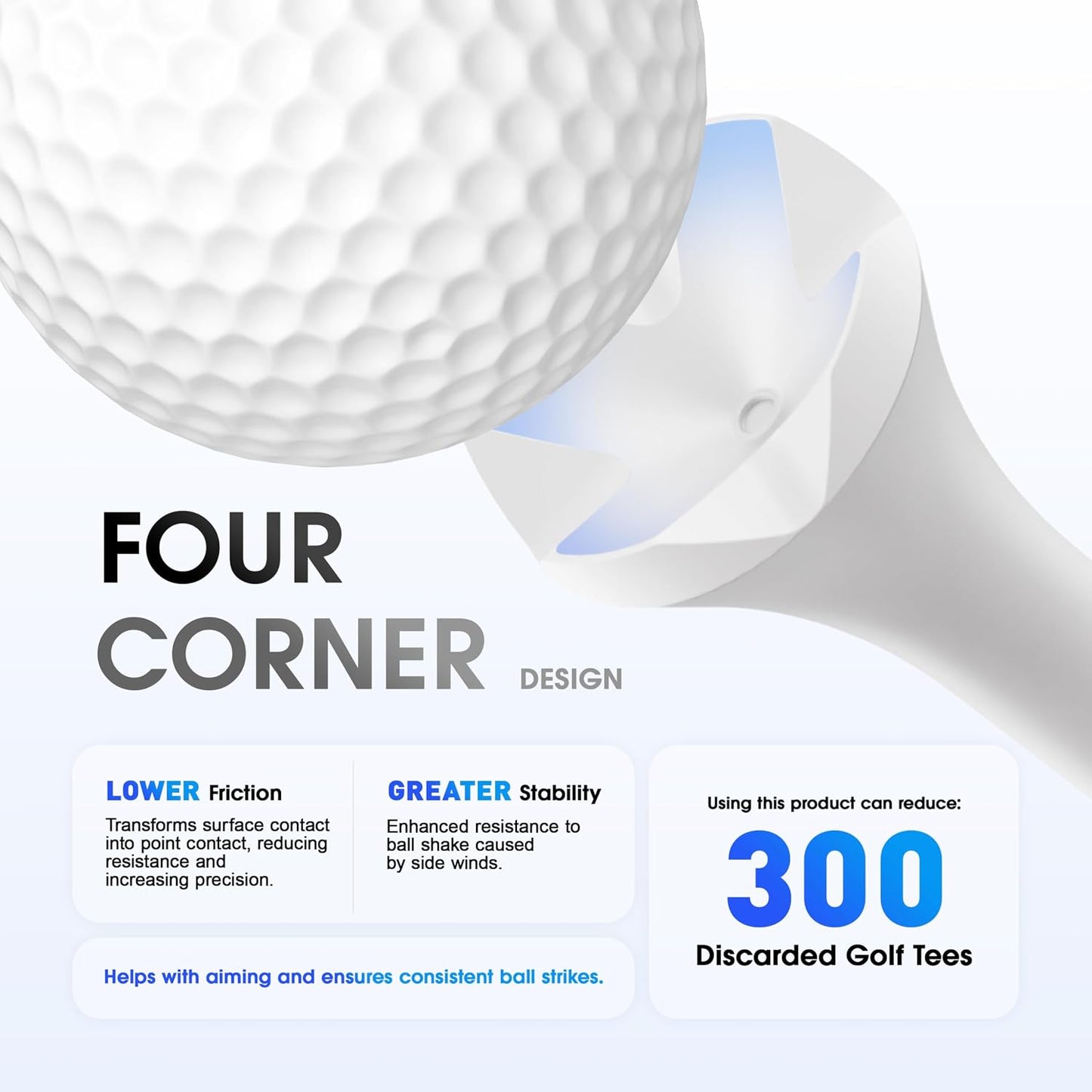 Professional Plastic Golf Tees 152 Pack Combo, High & Low Tee Set with Enhanced Durability, Engineered for Stability, Low Friction, & Reduced Side Spin