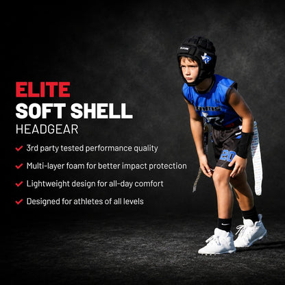 Soft Shell Helmet with Impact-Engineered Pro Protection, Lightweight Headgear – Flag Football, Rugby, 7v7 & MMA