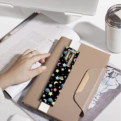 4Pcs 4 Styles Elastic Band Pen Holder for Notebook Floral 7.9 x 1.8 Inch Books Pencil Pouch Lemon Star Flower Design Adjustable Band Leather Pen Case for Journal Planner Diary Office Use