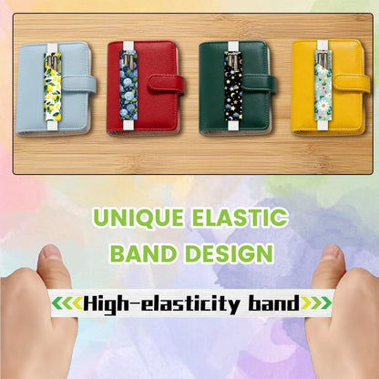 4Pcs 4 Styles Elastic Band Pen Holder for Notebook Floral 7.9 x 1.8 Inch Books Pencil Pouch Lemon Star Flower Design Adjustable Band Leather Pen Case for Journal Planner Diary Office Use