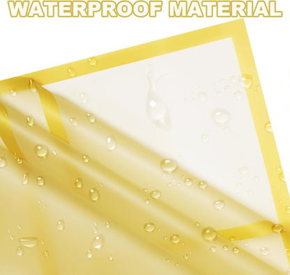 20 Sheets Flower Bouquet Wrapping Paper Korean Floral Paper Yellow | Soft Yellow Trim, 22.4 x 22.4 in, Waterproof, Florist Arrangements Supplies for Wedding Graduation DIY