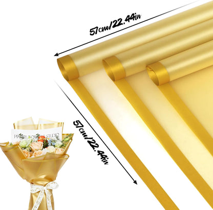 20 Sheets Flower Bouquet Wrapping Paper Korean Floral Paper Yellow | Soft Yellow Trim, 22.4 x 22.4 in, Waterproof, Florist Arrangements Supplies for Wedding Graduation DIY