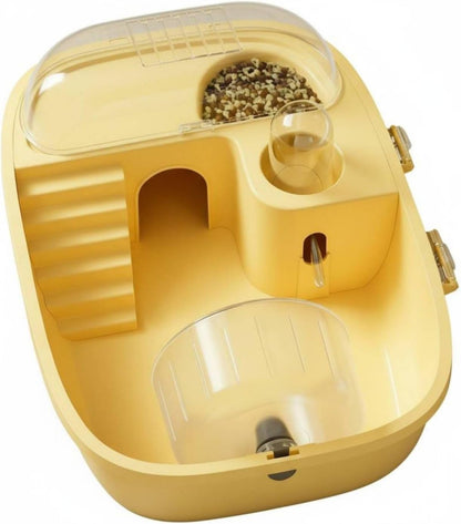 Hamster Cage Small Animal Habitat Pet Carrier Portable Design Quick Bedding Replacement Lightweight Suitable for Office Desk Educational Purposes, Yellow