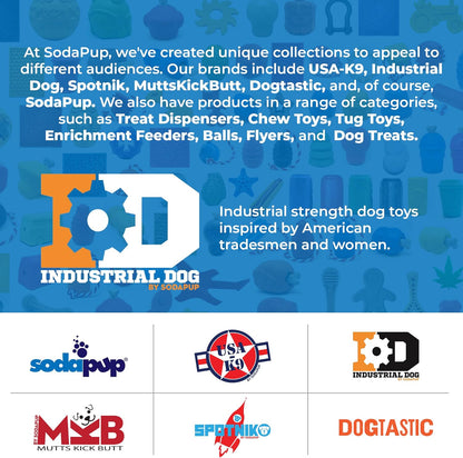 Industrial Dog Gear – Durable Dog Treat Dispenser & Chew Toy Made in USA from Non-Toxic, Pet-Safe, Food Safe Natural Rubber for Mental Stimulation, Problem Chewing, Calming Nerves & More