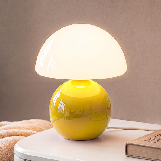 Mushroom Lamp Desk Lamp for Bedroom,Table Bedside Small Lamps for Living Room,Mushroom Decor Cute Mini Modern Mid Century Lamps for Night Stands,Aesthetic Home Living Room Decor(Yellow)