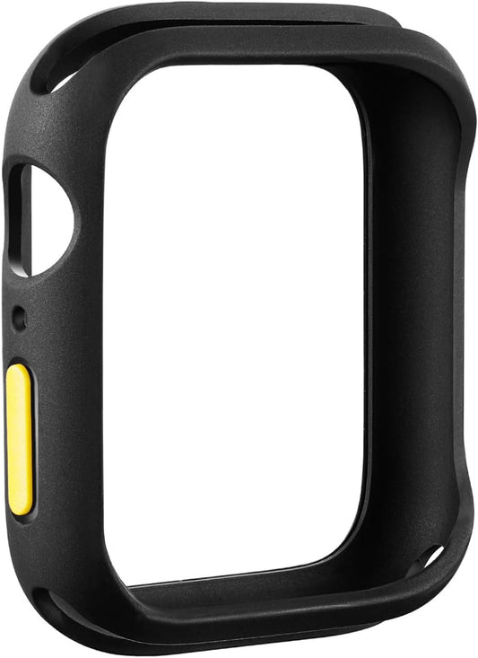 Case Compatible with Apple Watch 1/2/3 38MM with Tempered Glass Screen Protector, Full Coverage Bumper Cover for iWatch Smartwatch Accessories Black+Yellow