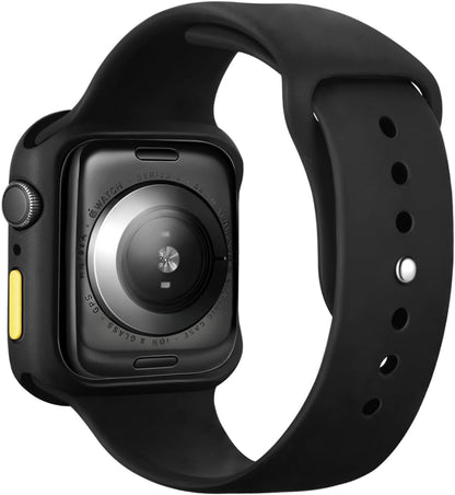 Case Compatible with Apple Watch 1/2/3 38MM with Tempered Glass Screen Protector, Full Coverage Bumper Cover for iWatch Smartwatch Accessories Black+Yellow