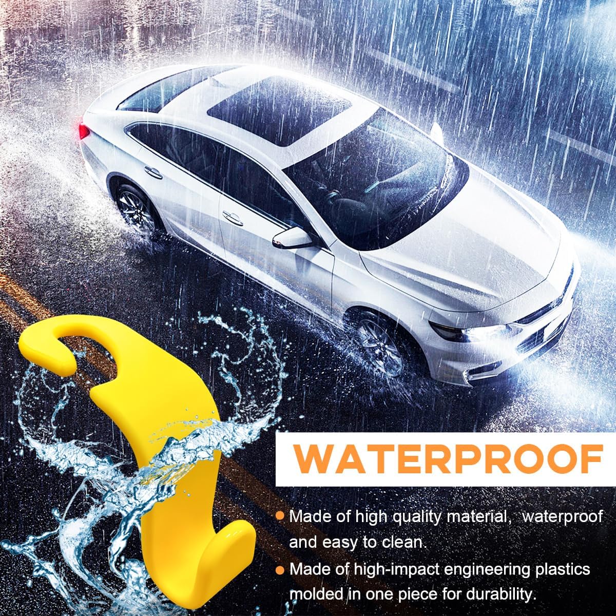 4PCS Car Seat Headrest Hook, Auto Back Seat Hanging Storage Organizer, Vehicle Seatback Hanger Holder for Purse Handbag Coat Umbrella, Universal Interior Car Accessories (Yellow)