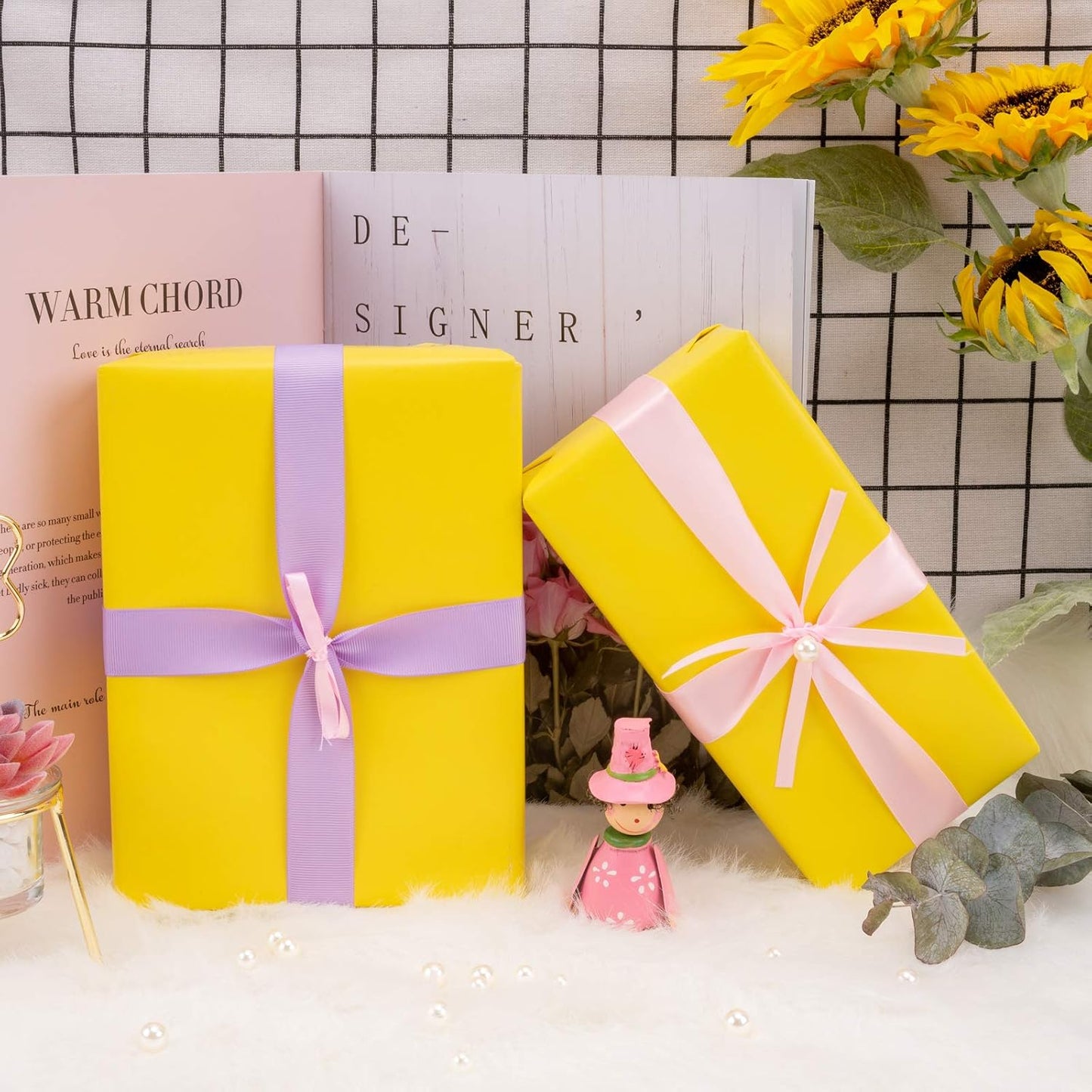 Yellow Wrapping Paper Solid Color for Wedding, Birthday, Shower, Congrats, and Holiday - 30 inches x 32.8 feet