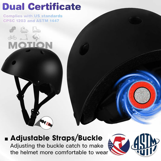 Toddler Kids Bike Helmet Set with Knee Elbow Pads, Adjustable Cycling Helmet for Little Boy Girl Protective Gear