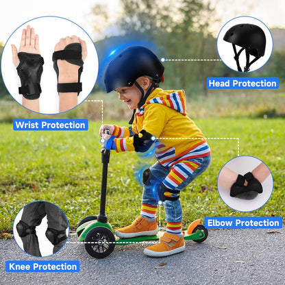 Toddler Kids Bike Helmet Set with Knee Elbow Pads, Adjustable Cycling Helmet for Little Boy Girl Protective Gear