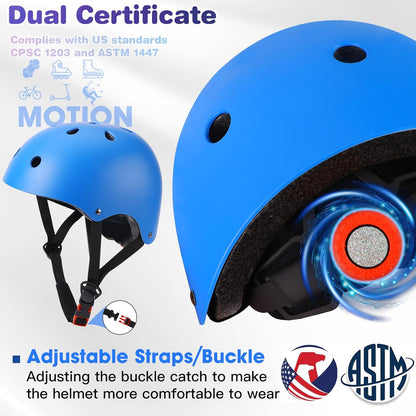 Toddler Kids Bike Helmet Set with Knee Elbow Pads, Adjustable Cycling Helmet for Little Boy Girl Protective Gear