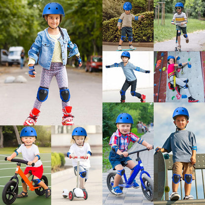 Toddler Kids Bike Helmet Set with Knee Elbow Pads, Adjustable Cycling Helmet for Little Boy Girl Protective Gear