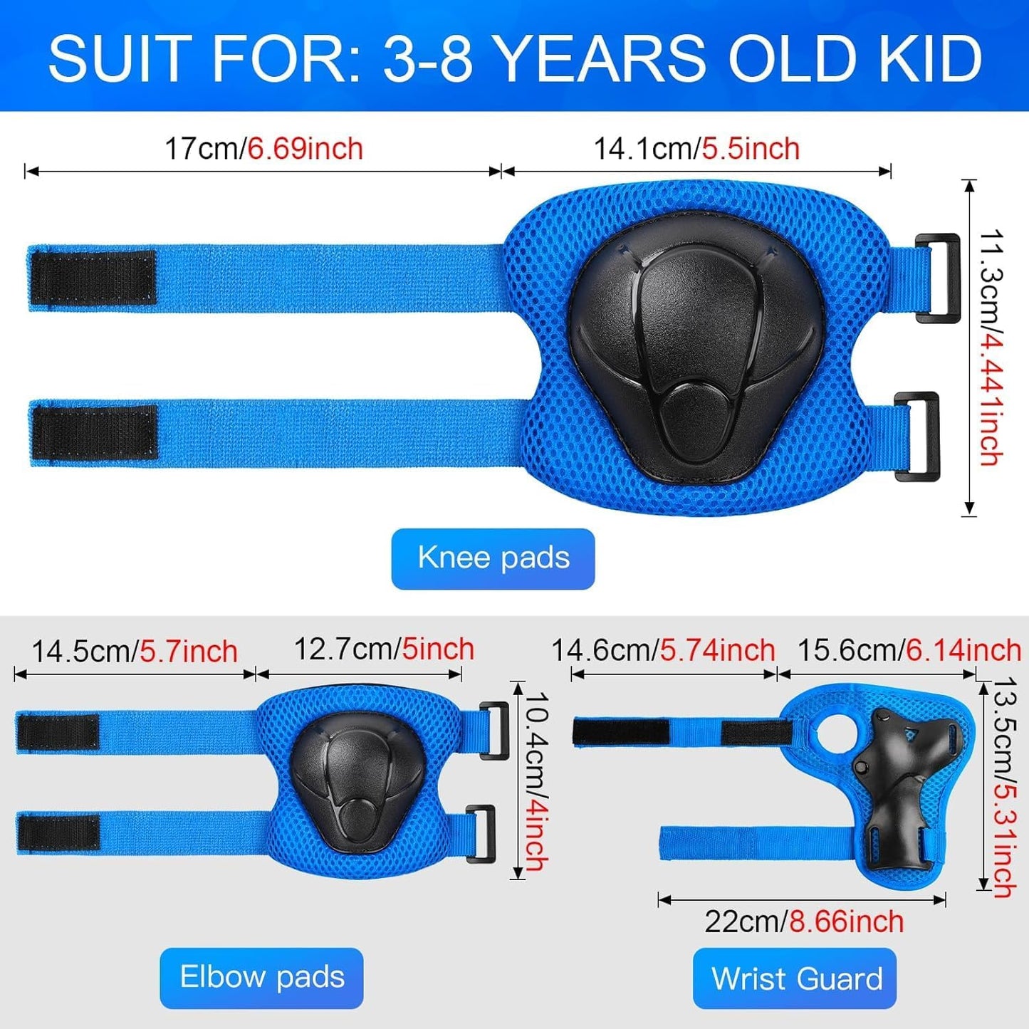 Toddler Kids Bike Helmet Set with Knee Elbow Pads, Adjustable Cycling Helmet for Little Boy Girl Protective Gear