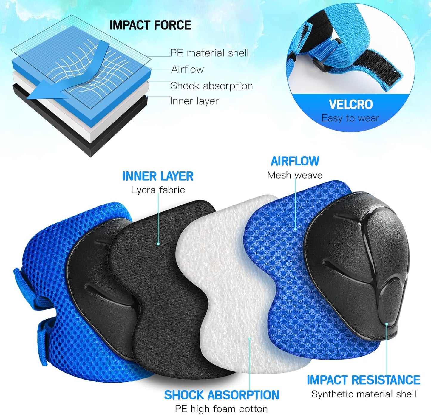 Toddler Kids Bike Helmet Set with Knee Elbow Pads, Adjustable Cycling Helmet for Little Boy Girl Protective Gear