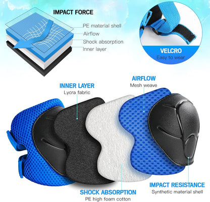 Toddler Kids Bike Helmet Set with Knee Elbow Pads, Adjustable Cycling Helmet for Little Boy Girl Protective Gear