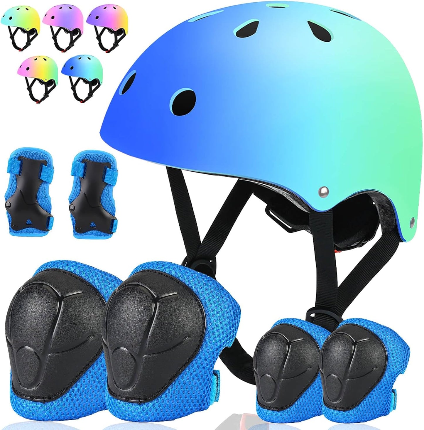 Toddler Kids Bike Helmet Set with Knee Elbow Pads, Adjustable Cycling Helmet for Little Boy Girl Protective Gear