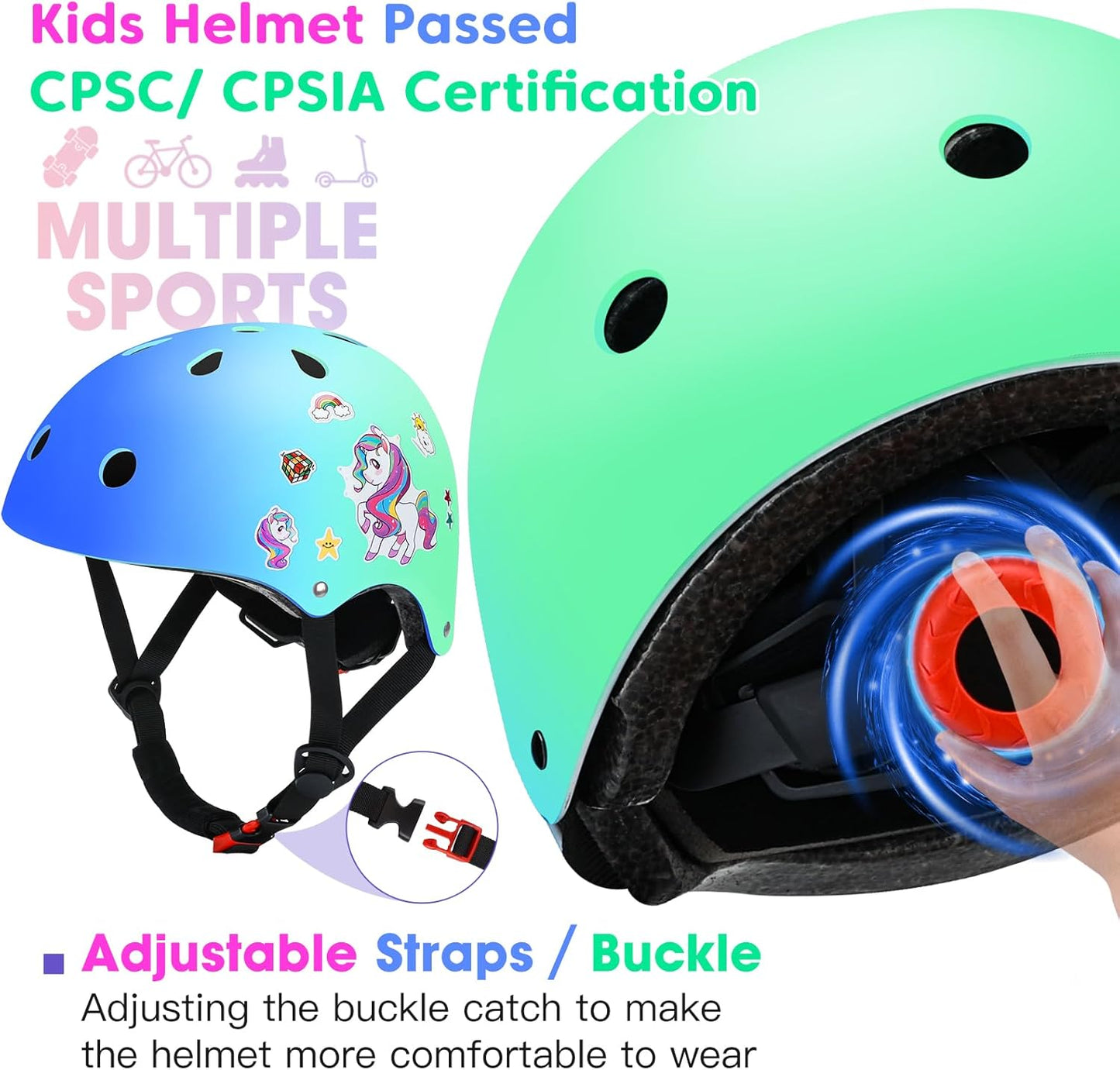 Toddler Kids Bike Helmet Set with Knee Elbow Pads, Adjustable Cycling Helmet for Little Boy Girl Protective Gear