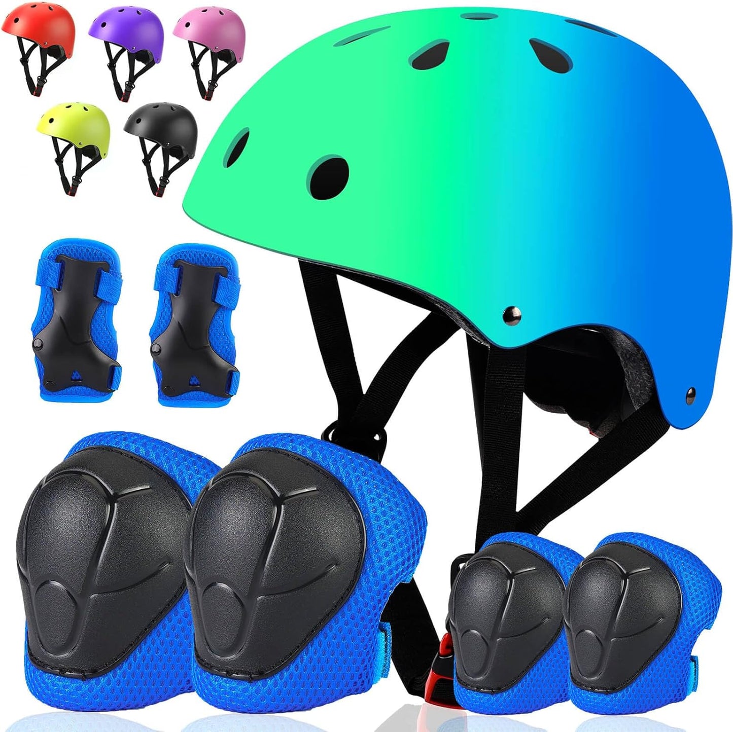 Toddler Kids Bike Helmet Set with Knee Elbow Pads, Adjustable Cycling Helmet for Little Boy Girl Protective Gear