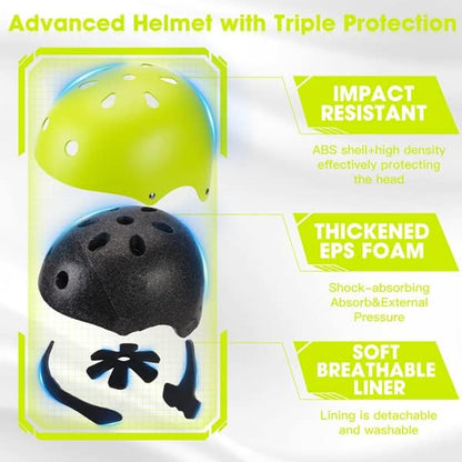 Toddler Kids Bike Helmet Set with Knee Elbow Pads, Adjustable Cycling Helmet for Little Boy Girl Protective Gear