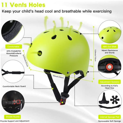 Toddler Kids Bike Helmet Set with Knee Elbow Pads, Adjustable Cycling Helmet for Little Boy Girl Protective Gear