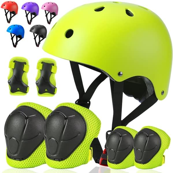 Toddler Kids Bike Helmet Set with Knee Elbow Pads, Adjustable Cycling Helmet for Little Boy Girl Protective Gear