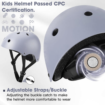 Toddler Kids Bike Helmet Set with Knee Elbow Pads, Adjustable Cycling Helmet for Little Boy Girl Protective Gear